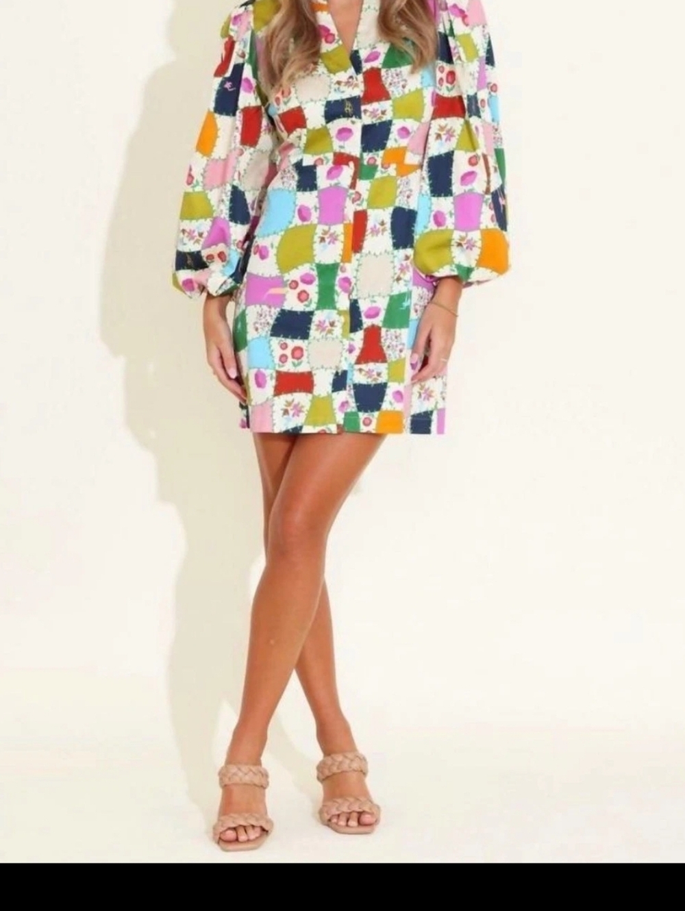 Alden Adair Athena Mini Dress in Multicolor Patchwork New With Out Tag